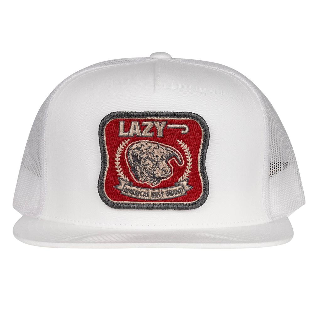 Lazy J Ranch White Red America's Best Brand Classic Five Panel Trucker Hat-Lazy J Ranch Wear