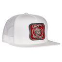 Lazy J Ranch White Red America's Best Brand Classic Five Panel Trucker Hat-