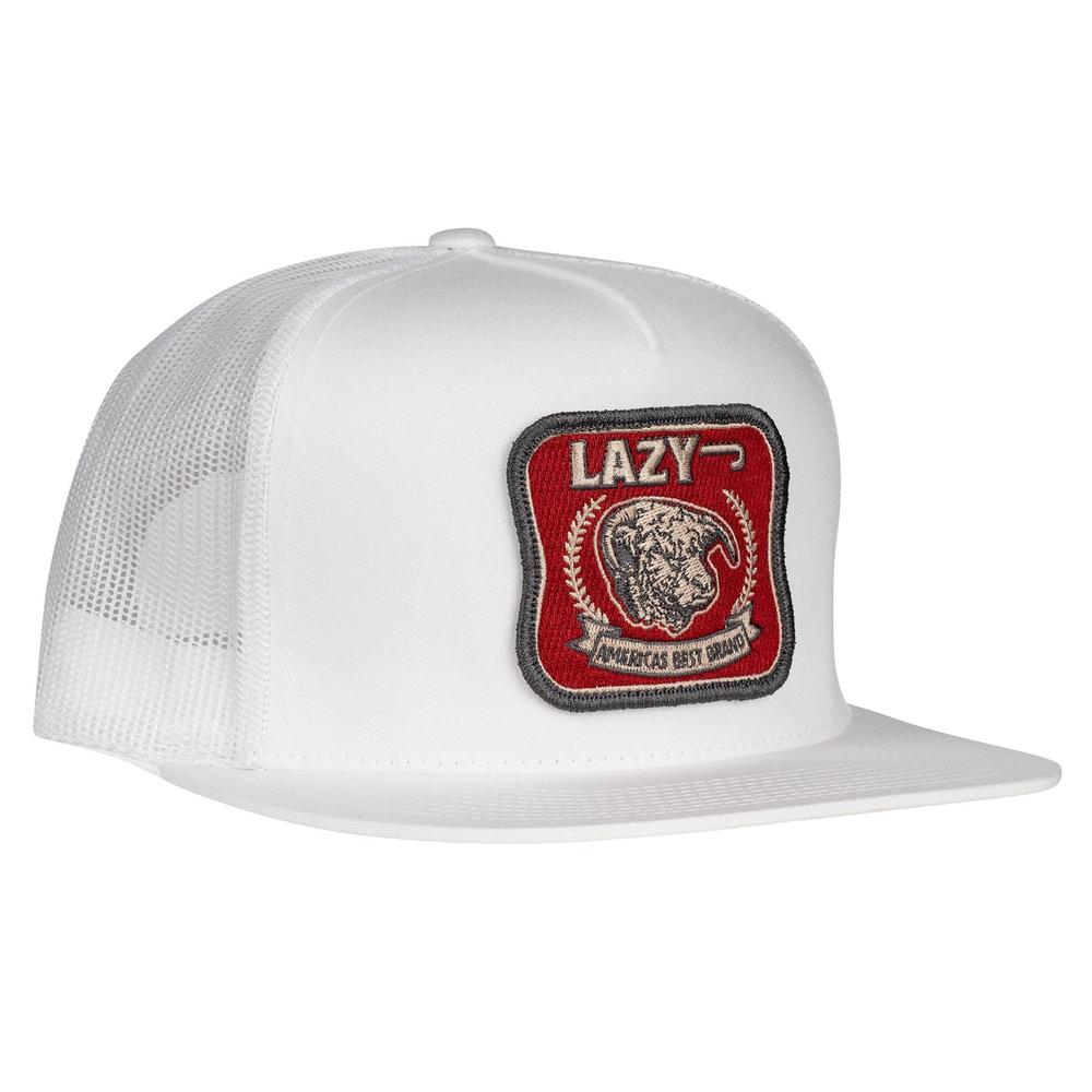 Lazy J Ranch White Red America's Best Brand Classic Five Panel Trucker Hat-Lazy J Ranch Wear