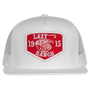 Lazy J Ranch White Red Ranch Classic Five Panel Trucker Hat-