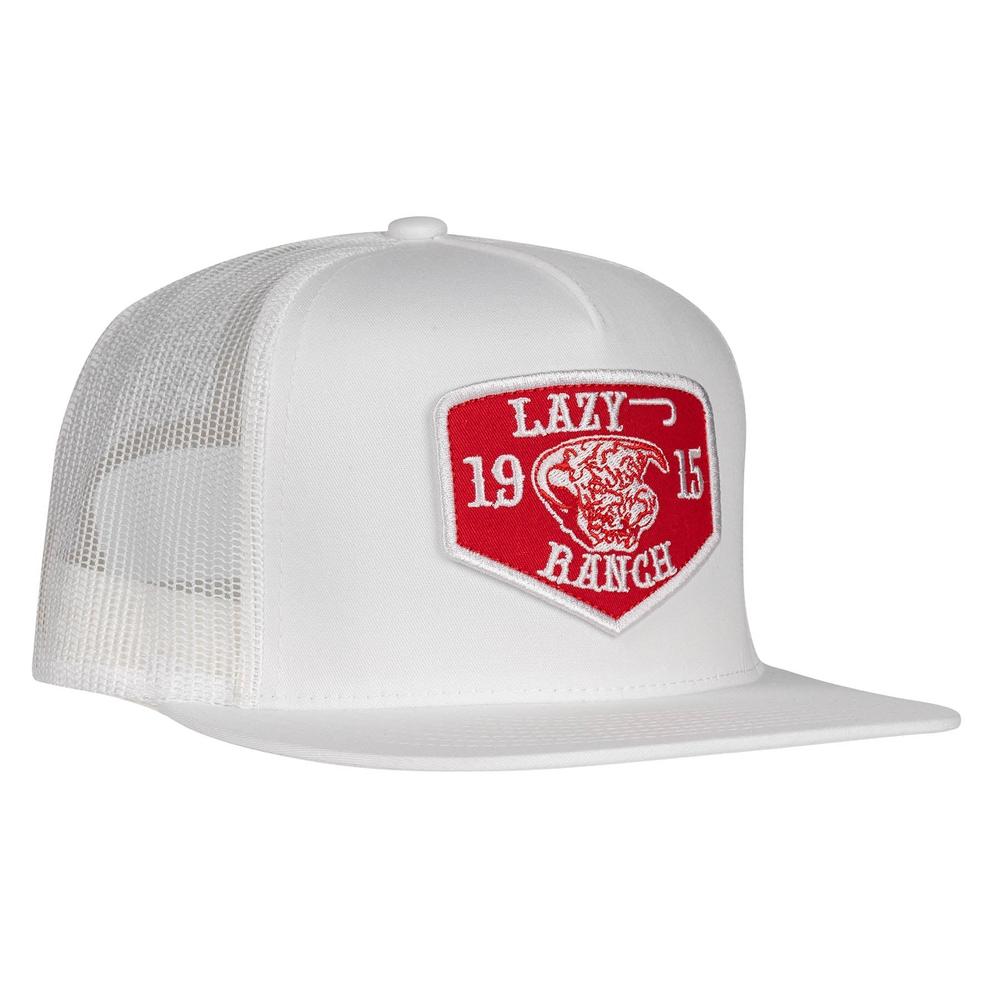 Lazy J Ranch White Red Ranch Classic Five Panel Trucker Hat-Lazy J Ranch Wear