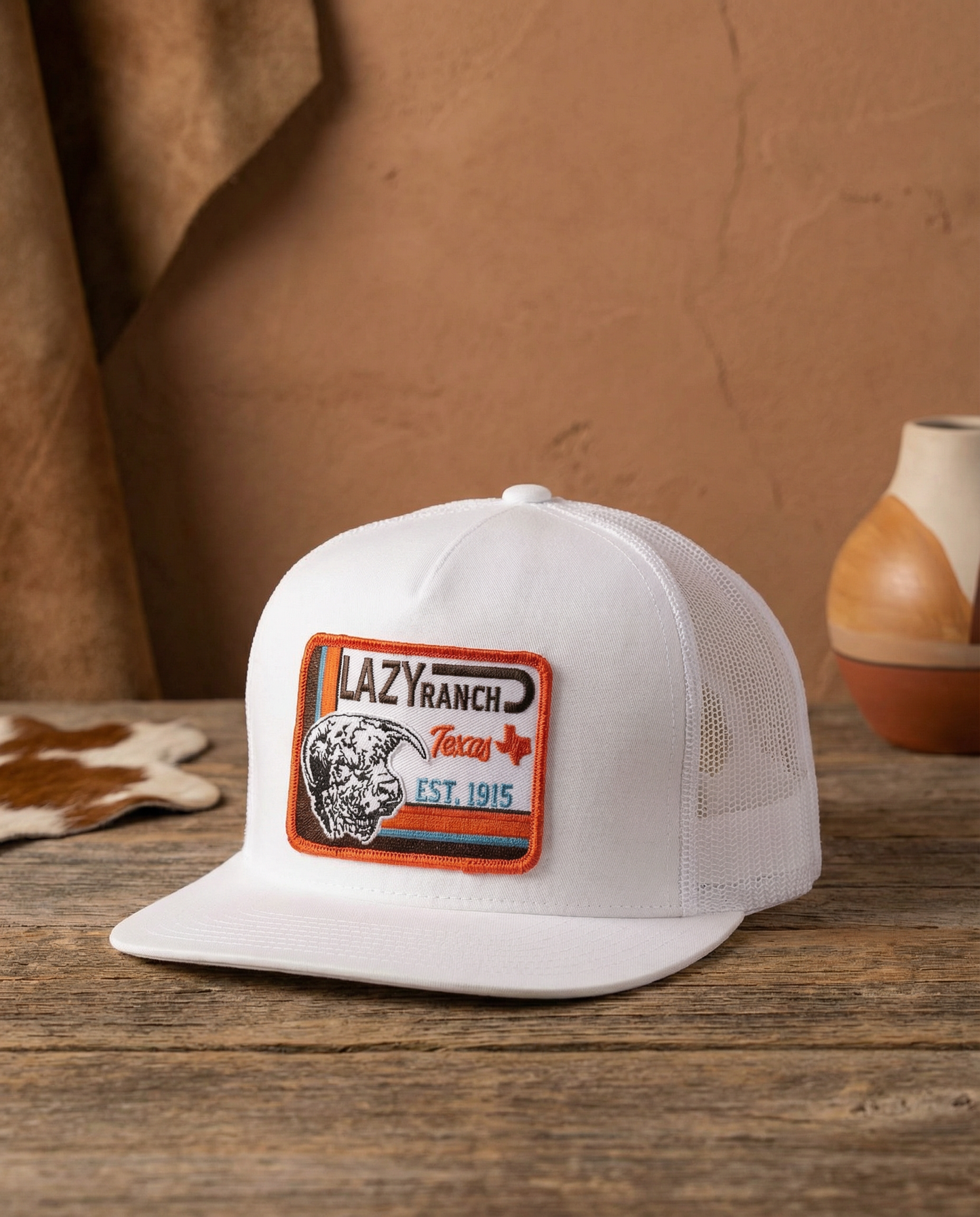 Lazy J Ranch White Rio Grande Classic Five Panel Trucker Hat-