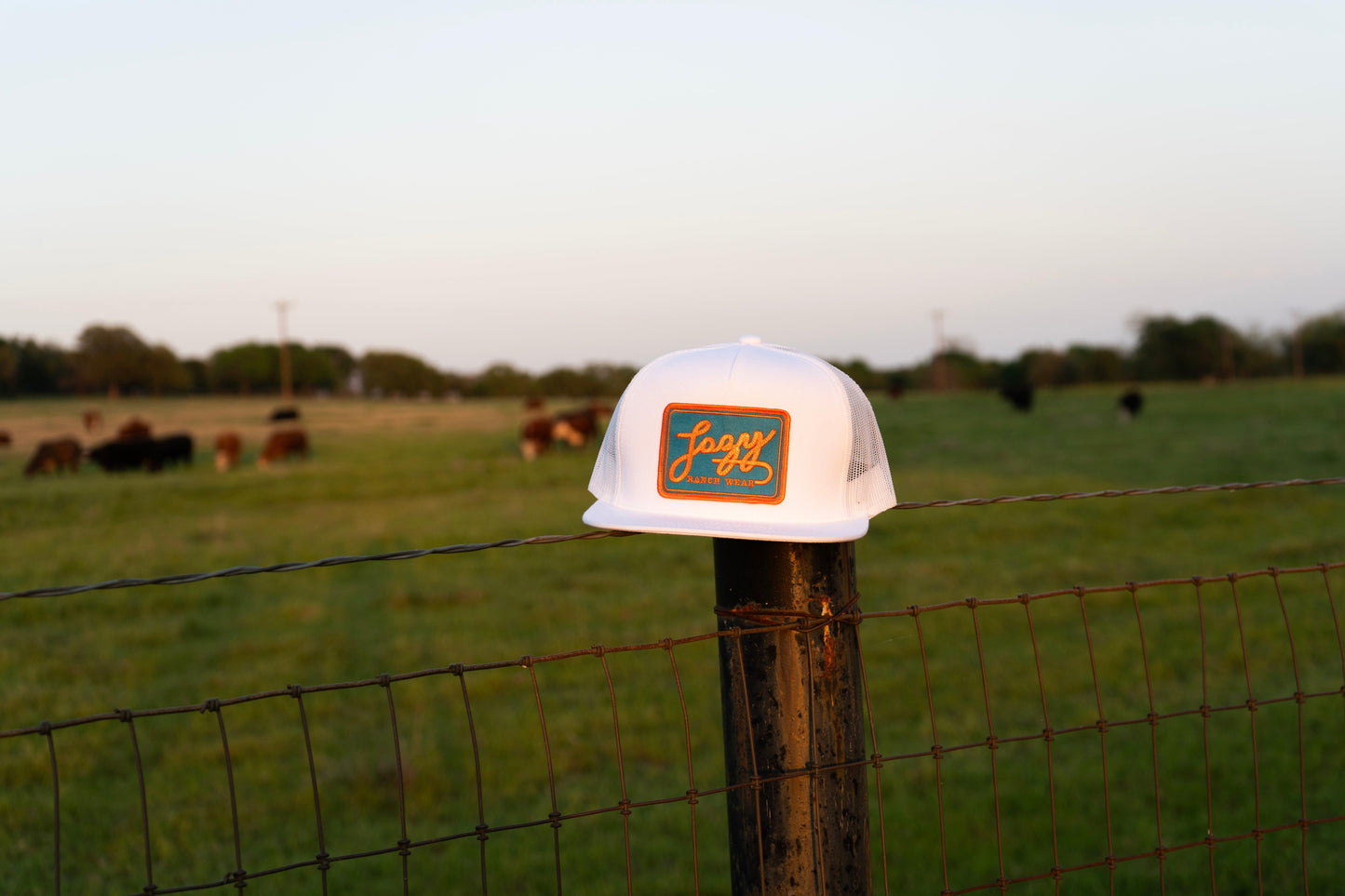 Lazy J Ranch White Teal Breakaway Classic Five Panel Trucker Hat-