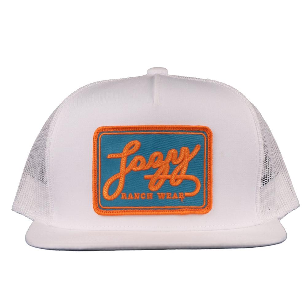 Lazy J Ranch White Teal Breakaway Patch Classic Five Panel Trucker Hat-Lazy J Ranch Wear