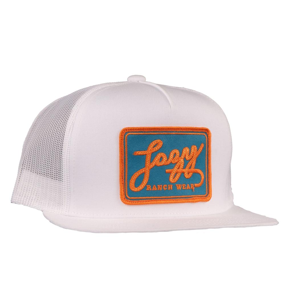 Lazy J Ranch White Teal Breakaway Patch Classic Five Panel Trucker Hat-Lazy J Ranch Wear
