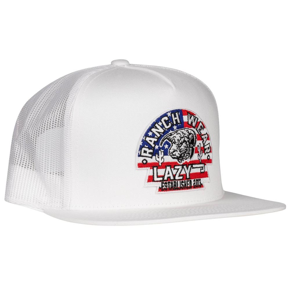 Lazy J Ranch White USA Arrowhead Classic Five Panel Trucker Hat-Lazy J Ranch Wear