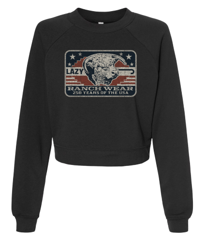 Lazy J Ranch Women's Freedom Cropped Sweatshirt - Pepper-