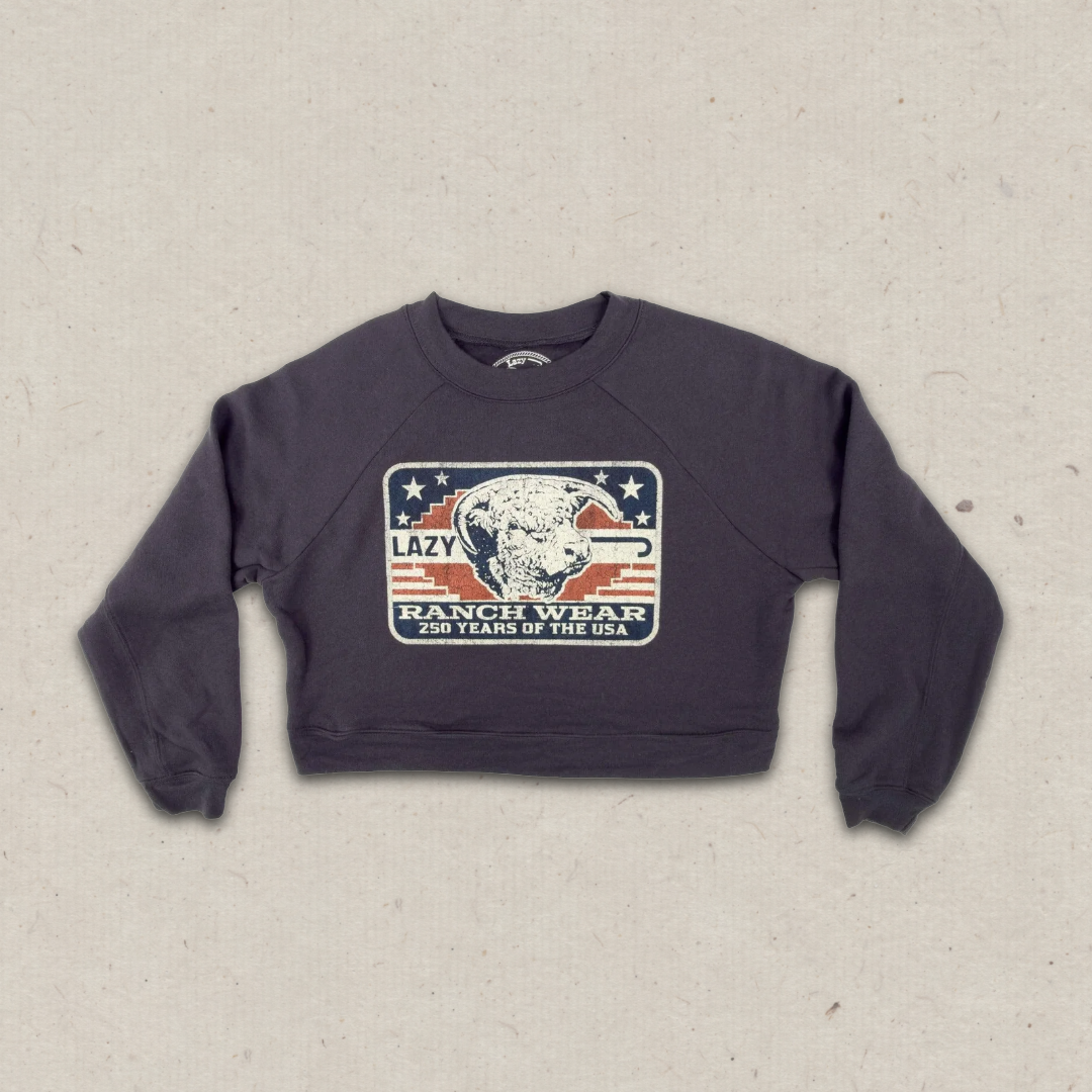 Lazy J Ranch Women's Freedom Cropped Sweatshirt - Pepper-