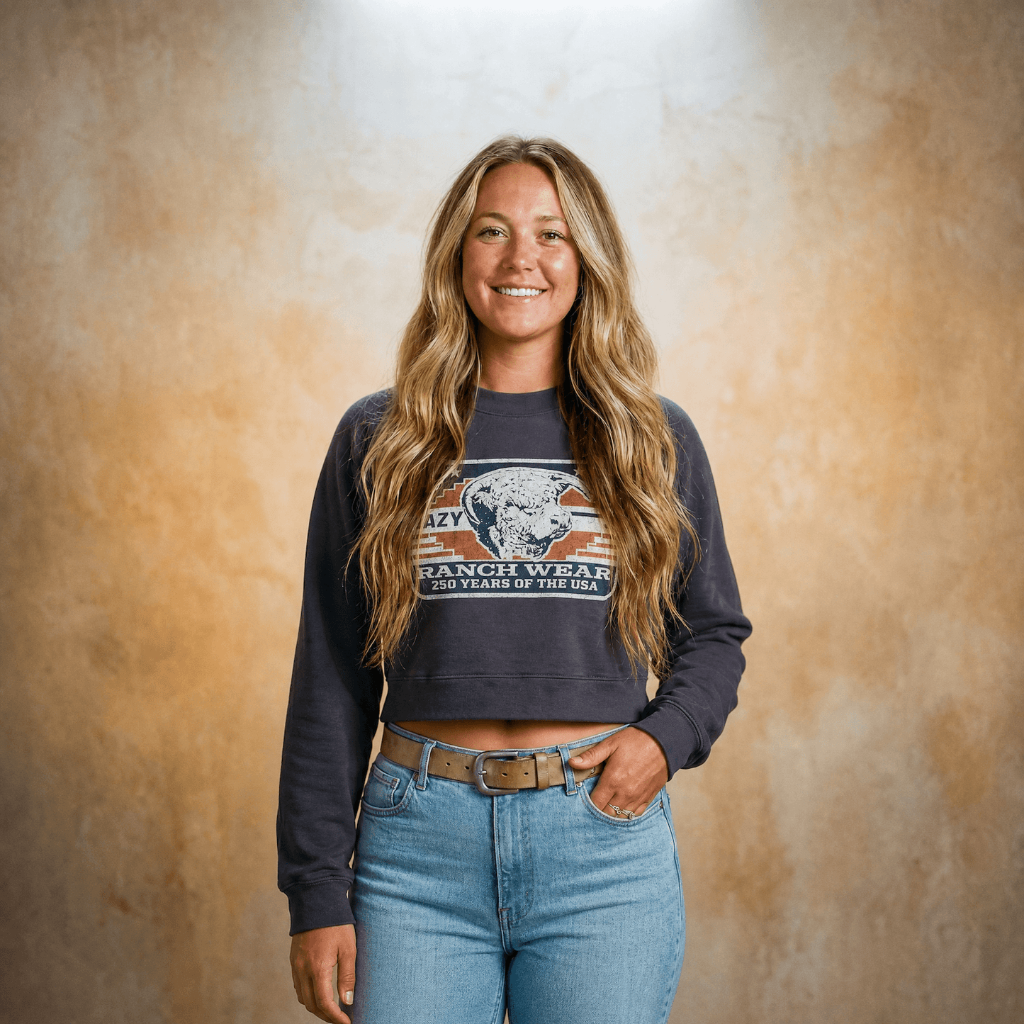 Lazy J Ranch Women's Freedom Cropped Sweatshirt - Pepper-