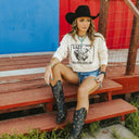Lazy J Ranch Women's Parker County Cropped Sweatshirt - Ivory-