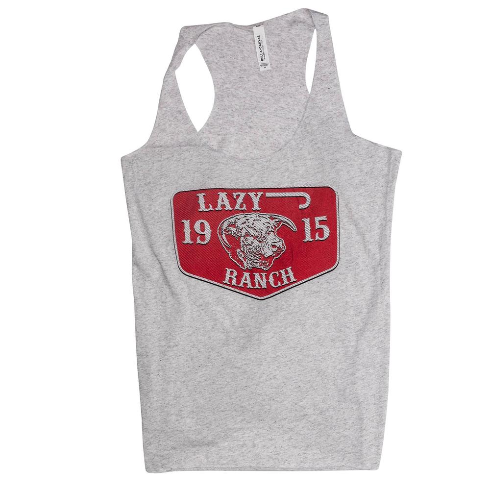 Lazy J Ranch Women's Red Ranch Logo Racerback Tank Top - White Fleck-Lazy J Ranch Wear