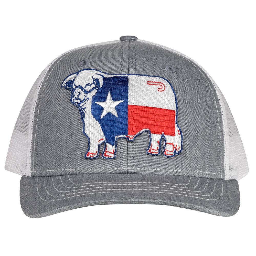 Lazy J Ranch Youth Heather Grey & White Texas Flag Bull Hat-