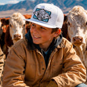 Lazy J Ranch Youth White Iron Horn Classic Five Panel Trucker Hat-