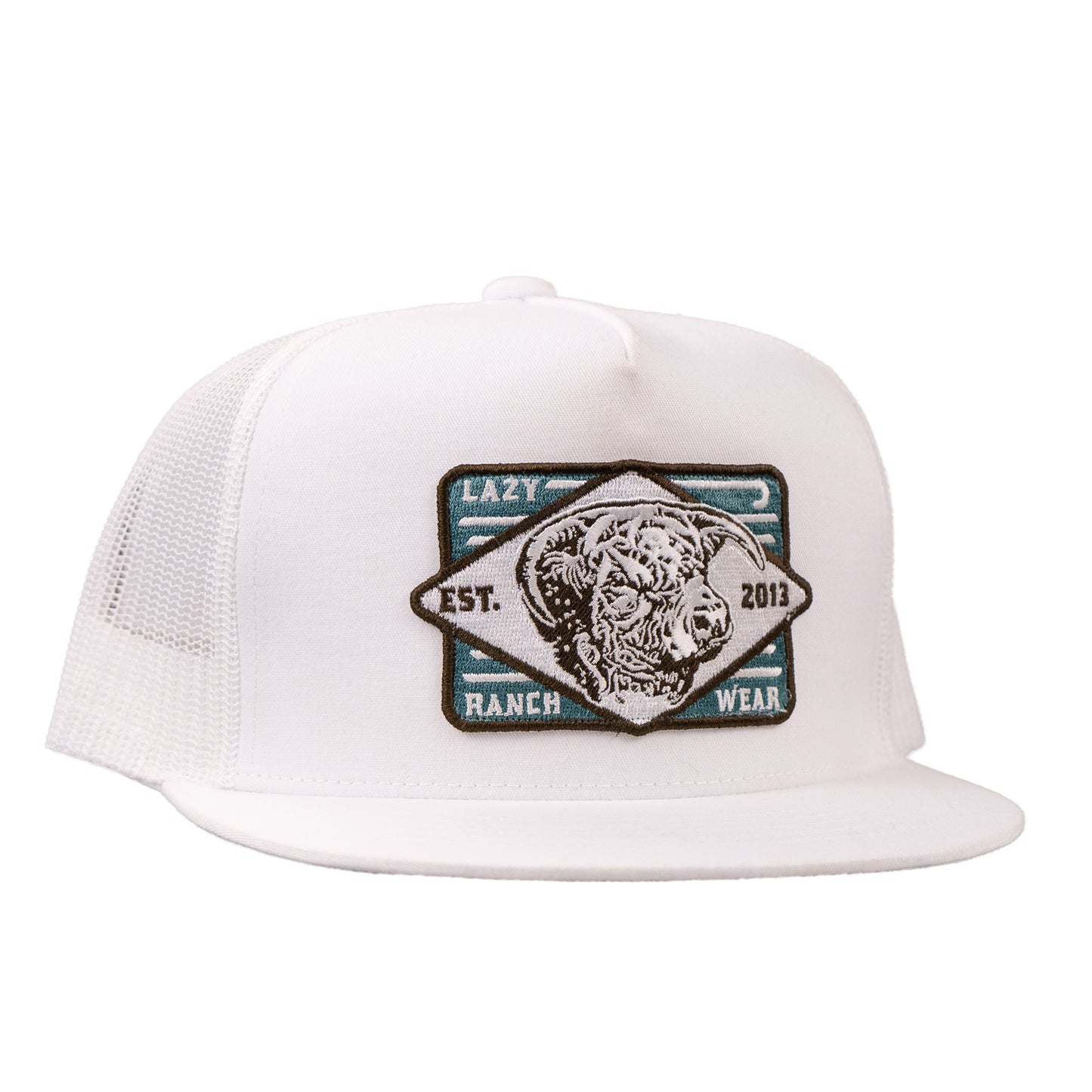 Lazy J Ranch Youth White Iron Horn Classic Five Panel Trucker Hat-Lazy J Ranch Wear