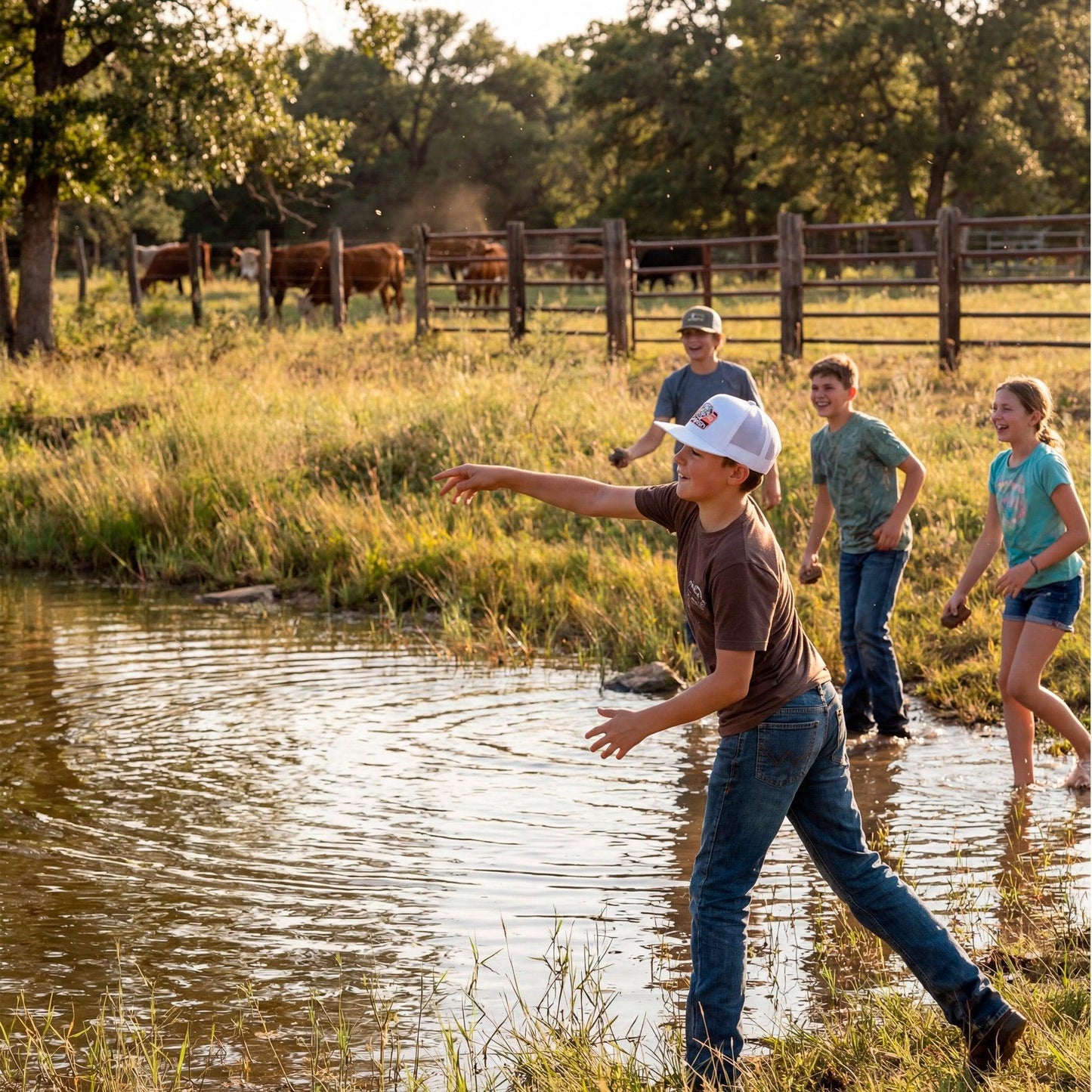 Lazy J Ranch Youth White Texas Rust Classic Five Panel Trucker Hat-Lazy J Ranch Wear