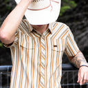 Lazy J Short Sleeve Performance Pearl Snap - Desert Stripe-