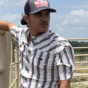 Lazy J Short Sleeve Performance Pearl Snap - Grey Stripe