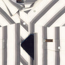 Lazy J Short Sleeve Performance Pearl Snap - Grey Stripe