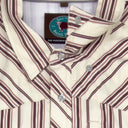 Lazy J Short Sleeve Performance Pearl Snap - Maroon Stripe-