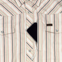 Lazy J Short Sleeve Performance Pearl Snap - Pink/Grey Stripe-