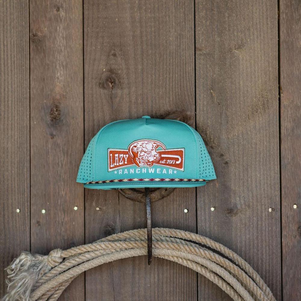 Lazy J Ranch Teal Diamond Banner Performance Rope Trucker Hat-