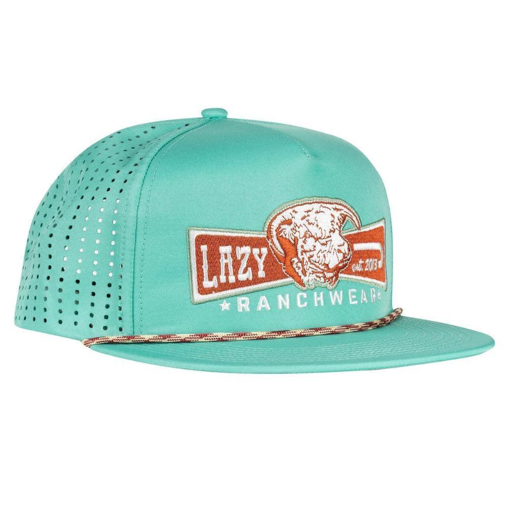 Lazy J Ranch Teal Diamond Banner Performance Rope Trucker Hat-
