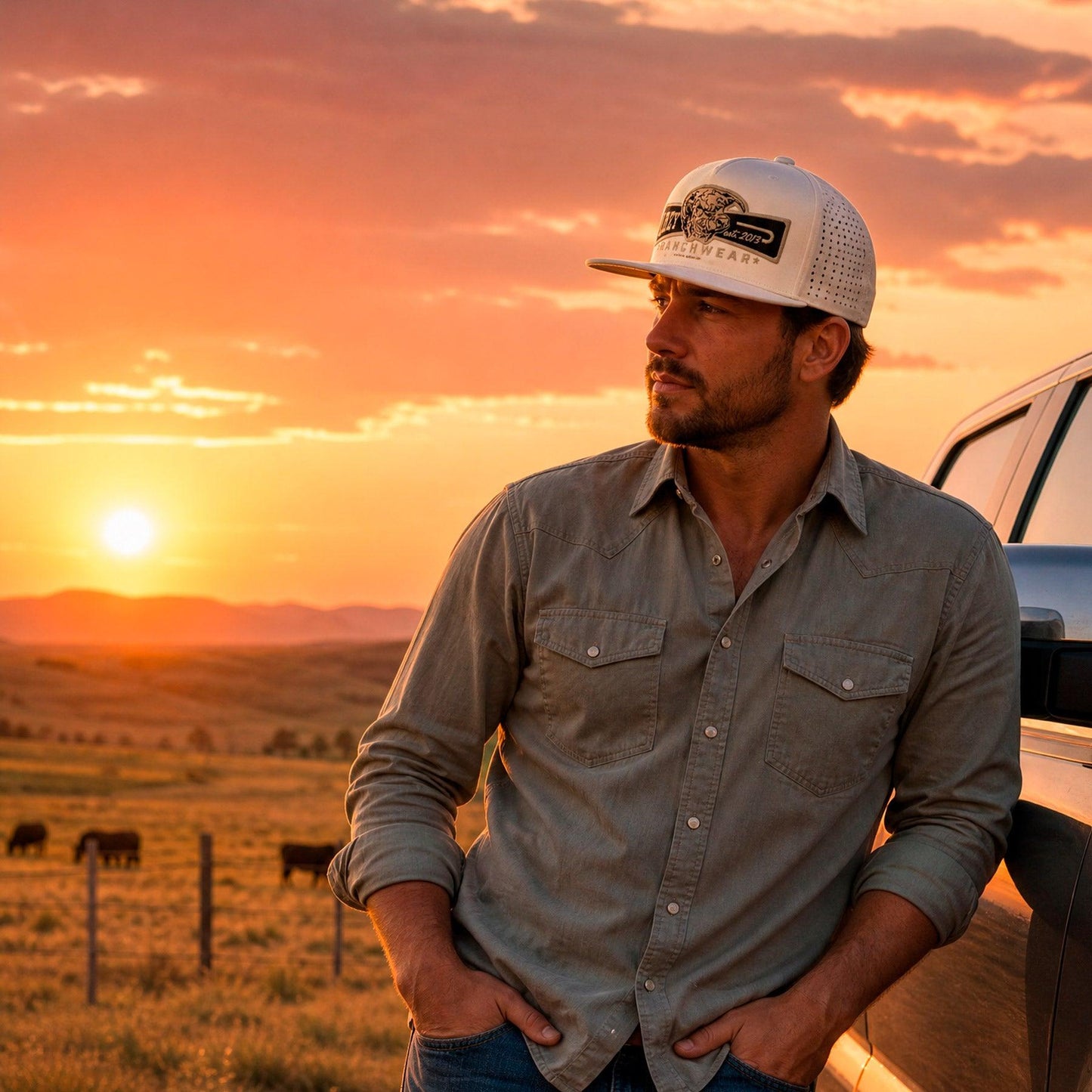 Lazy J Ranch White Diamond Banner Performance Rope Trucker Hat-