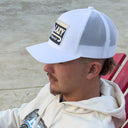 Lazy J White Dominate Mid Profile Trucker Hat