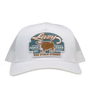 Lazy J White Red Stock Mid Profile Trucker Hat
