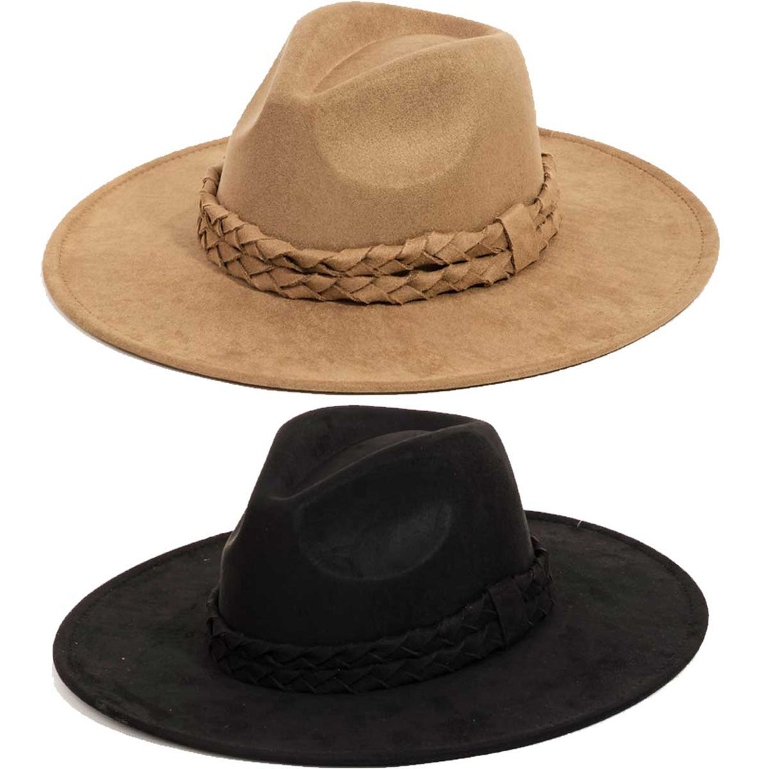 Fame Accessories Women's Braided Strap Fedora Hat