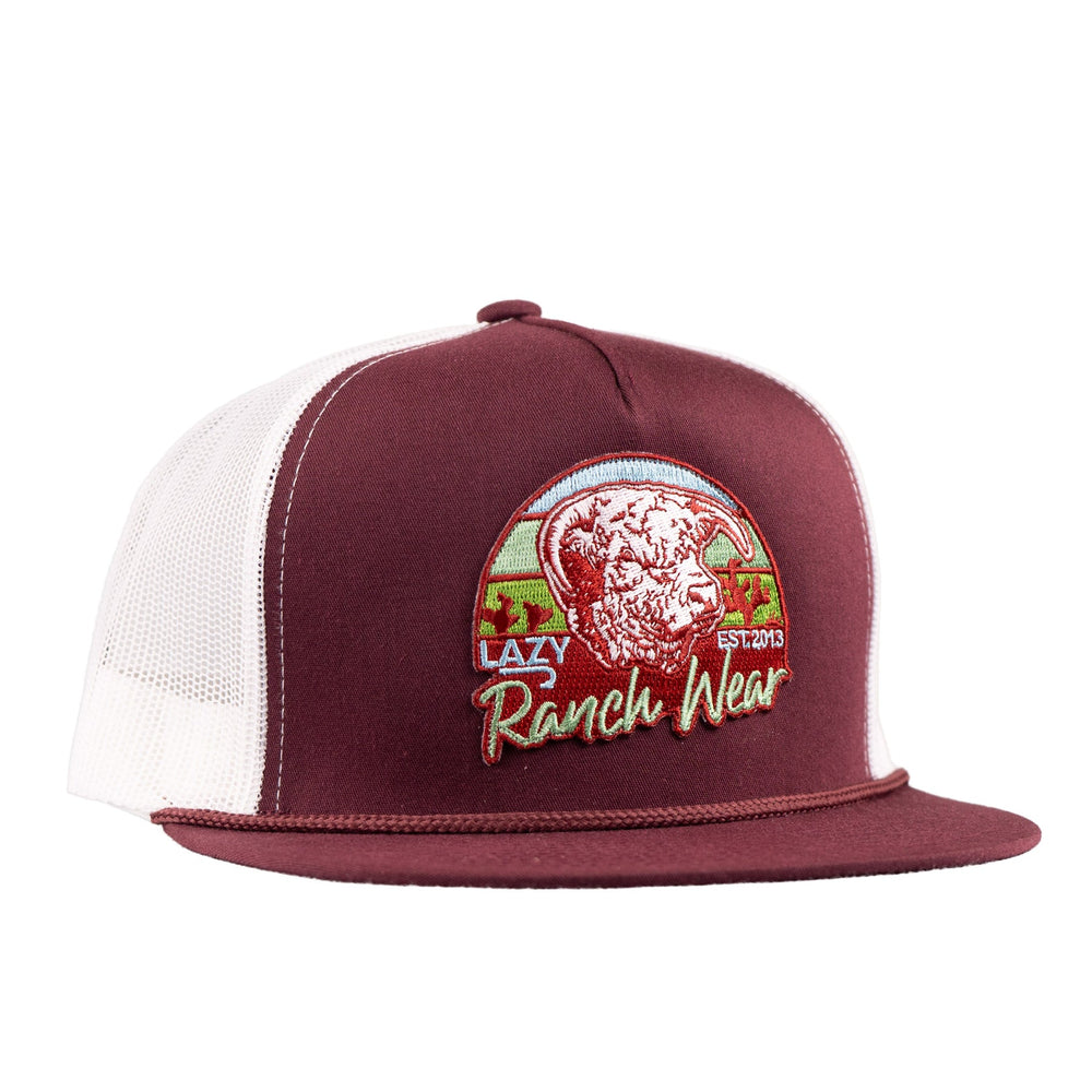 Lazy J Ranch Maroon & White Prickly Pear Classic Rope Trucker Hat-Lazy J Ranch Wear