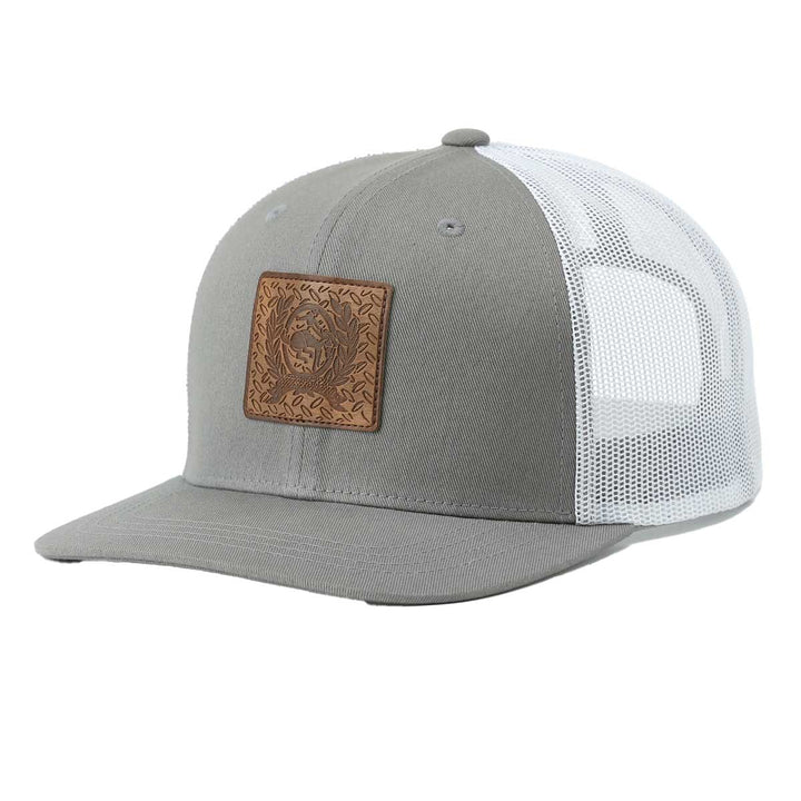 Cinch Men's Leather Logo Trucker Hat - Grey