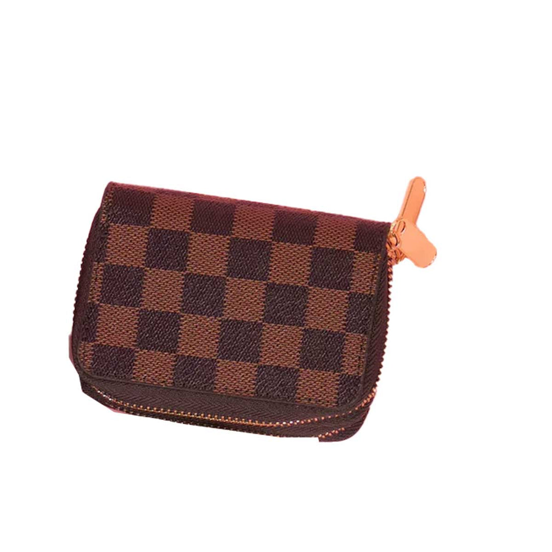 Koko Women's Checkered Micro Wallet - Brown