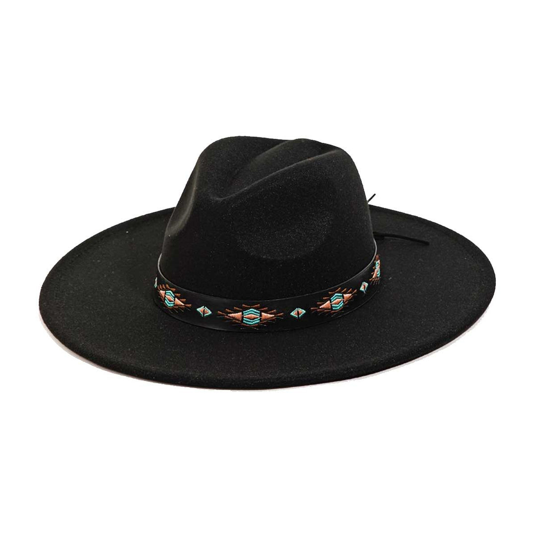Fame Accessories Women's Boho Tribal Pattern Strap Fedora Hat
