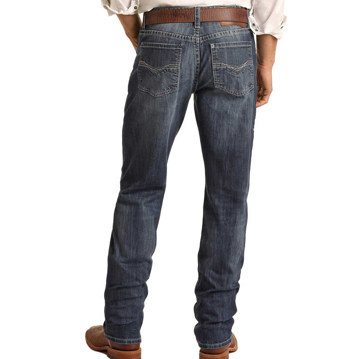Rock & Roll Cowboy Men's Relaxed Fit Double Barrel Bootcut Jeans - Dark Vintage