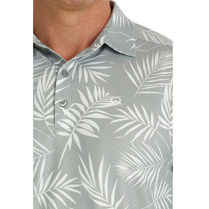 Cinch Men's ArenaFlex Tropical Print Polo Short Sleeve Shirt - Grey