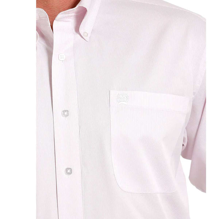 Cinch Men's Button Down Striped Long Sleeve Shirt - Pink