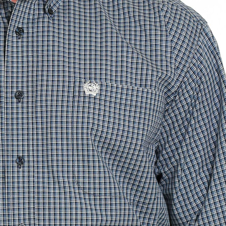 Cinch Men's Plaid Button-Down Long Sleeve Shirt - Navy