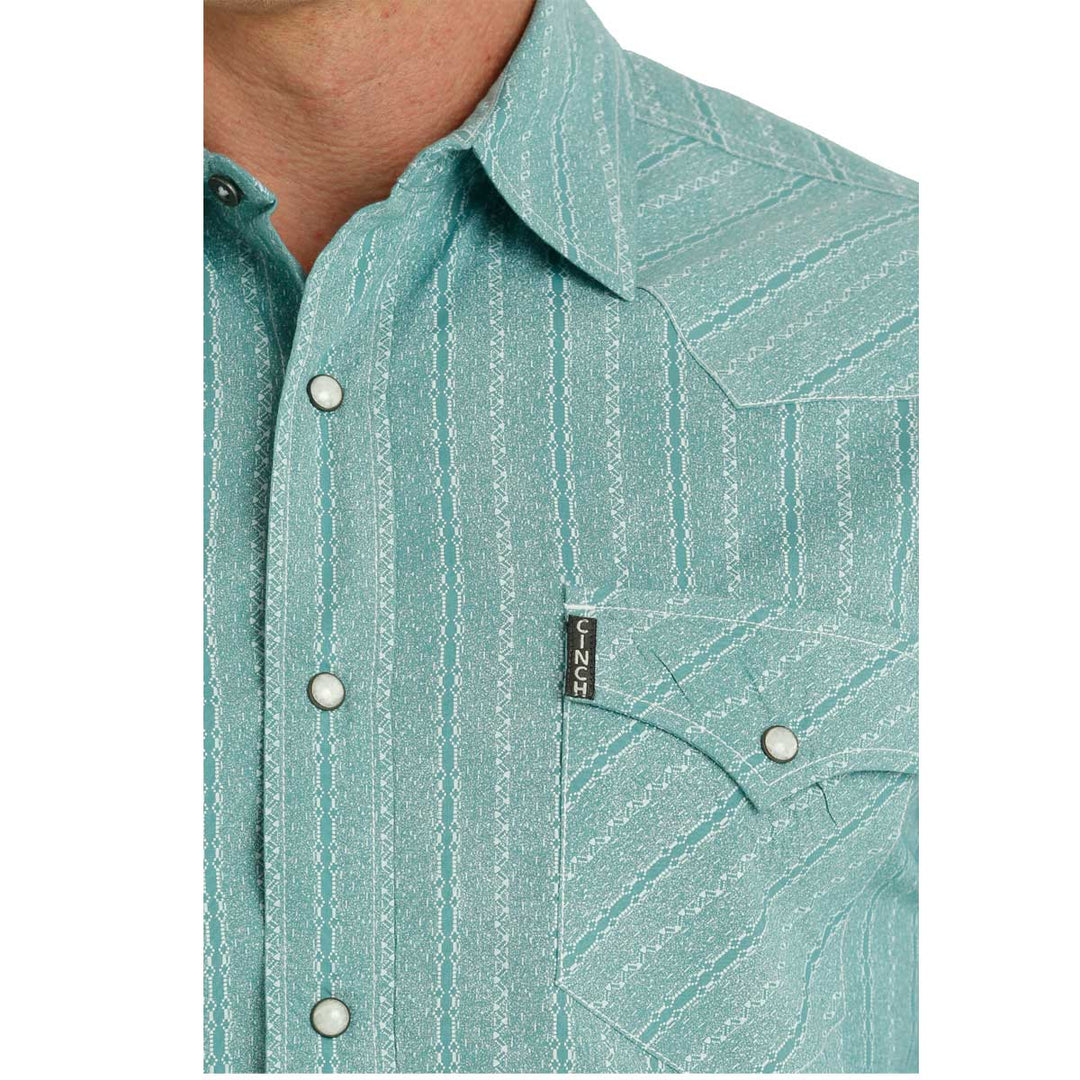 Cinch Men's Modern Fit Snap Western Long Sleeve Shirt - Turquoise