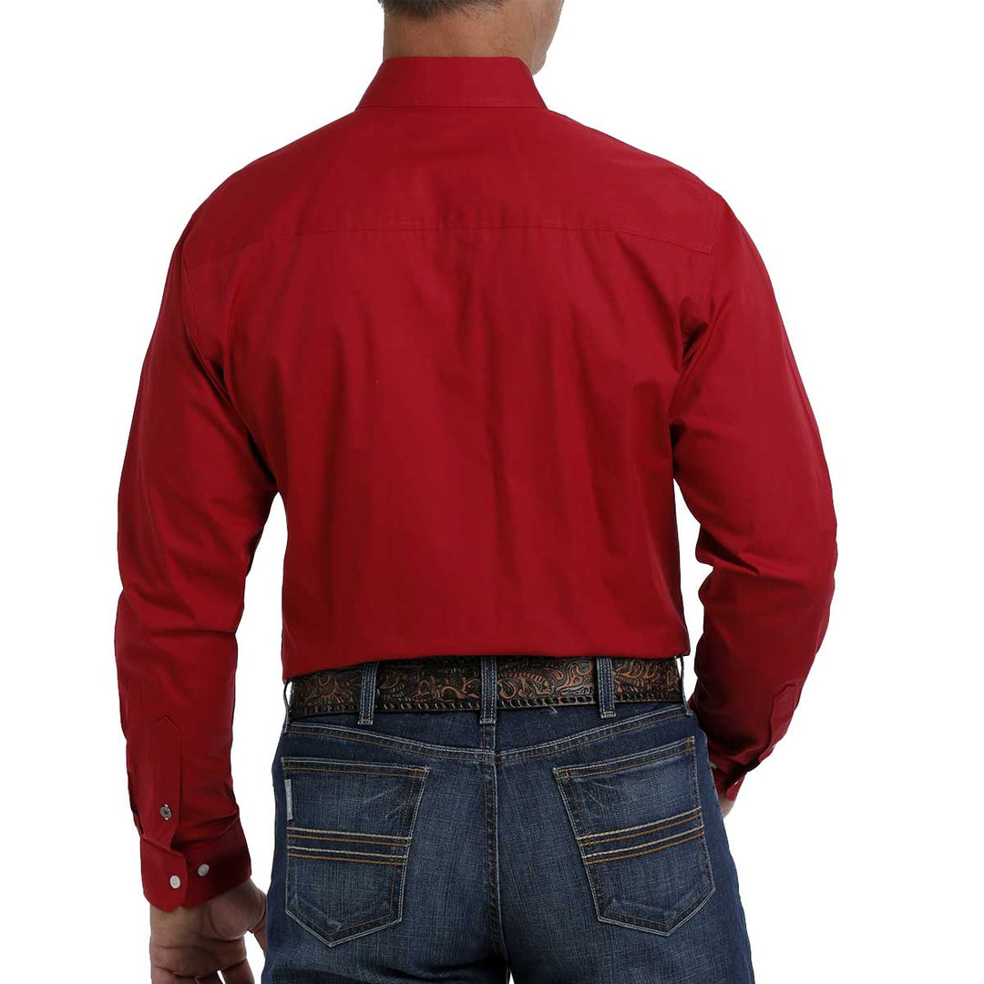 Cinch Men's Modern Fit Button Down Long Sleeve Shirt - Red