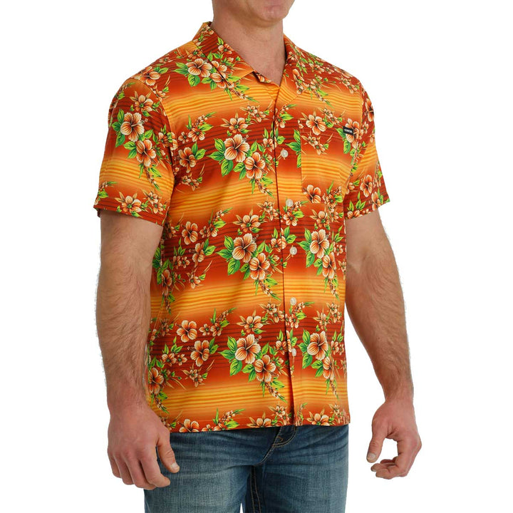Cinch Men's Hawaiian Camp Short Sleeve Shirt - Orange