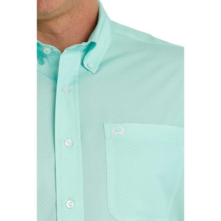Cinch Men's ArenaFlex Geometric Print Short Sleeve Shirt - Mint