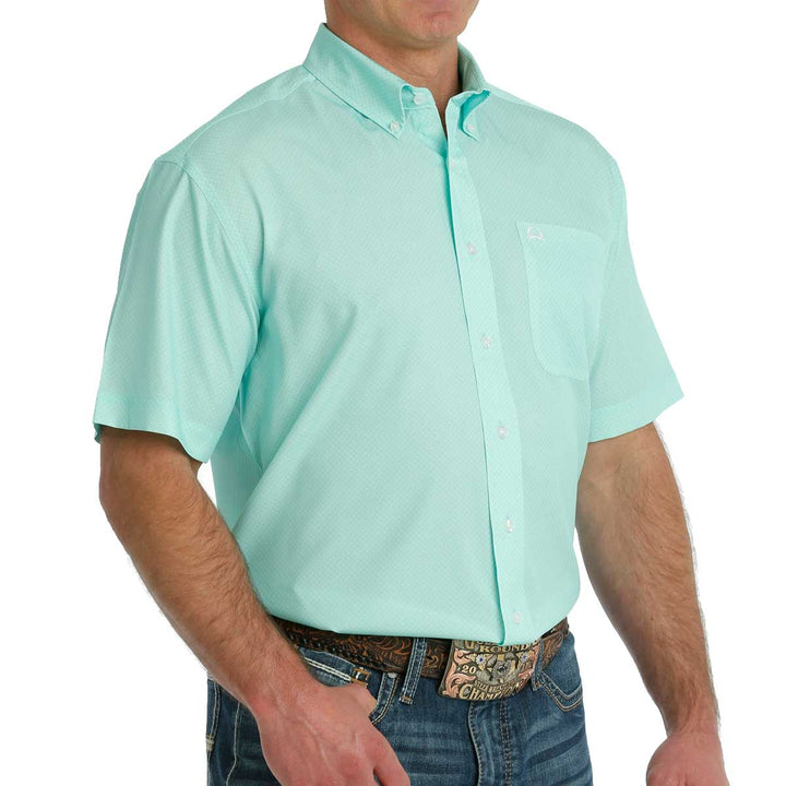Cinch Men's ArenaFlex Geometric Print Short Sleeve Shirt - Mint