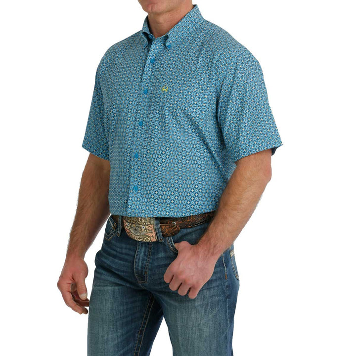 Cinch Men's ArenaFlex Button-Down Short Sleeve Shirt - Blue