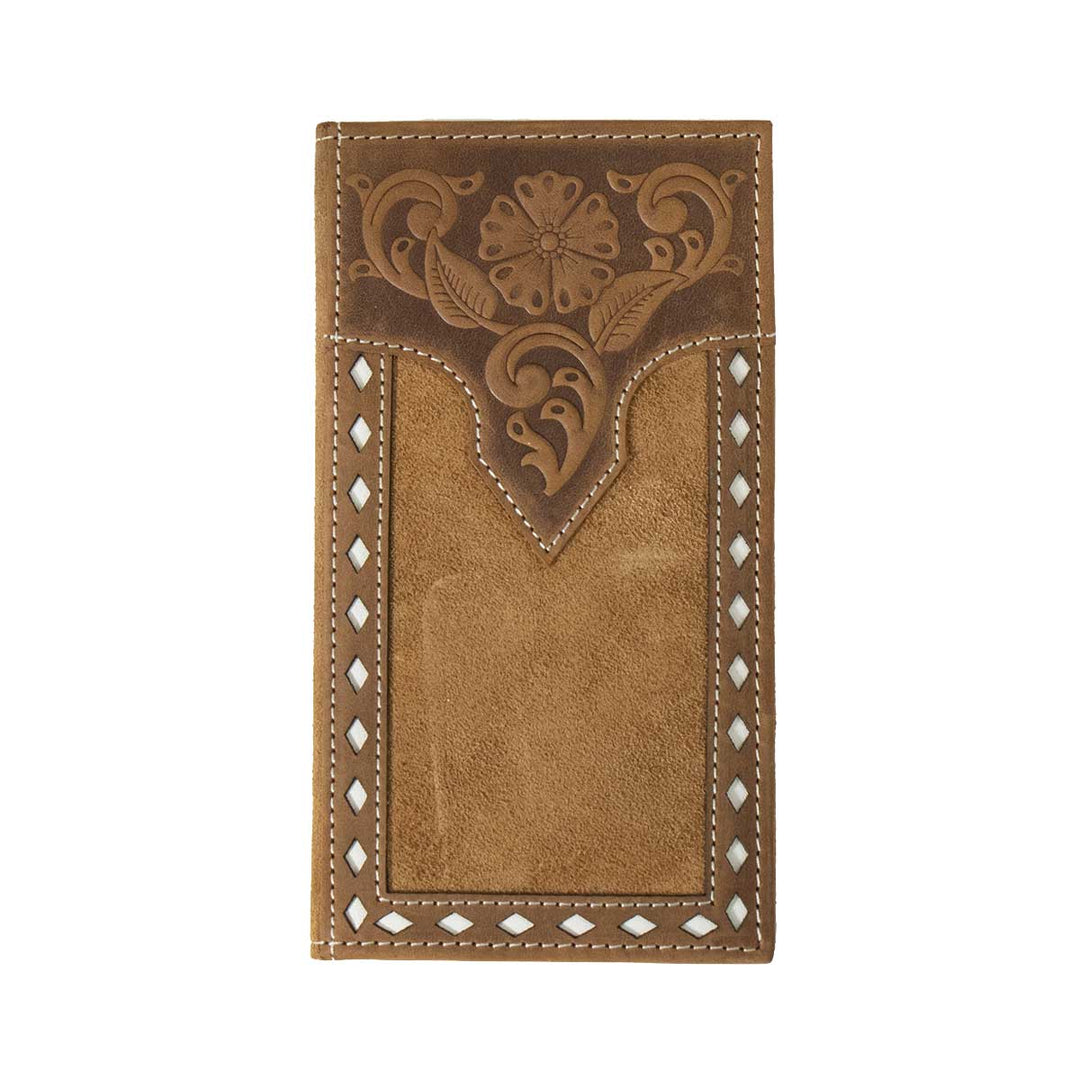 Nocona Men's Leather White Buck Lace Rodeo Wallet - Tan