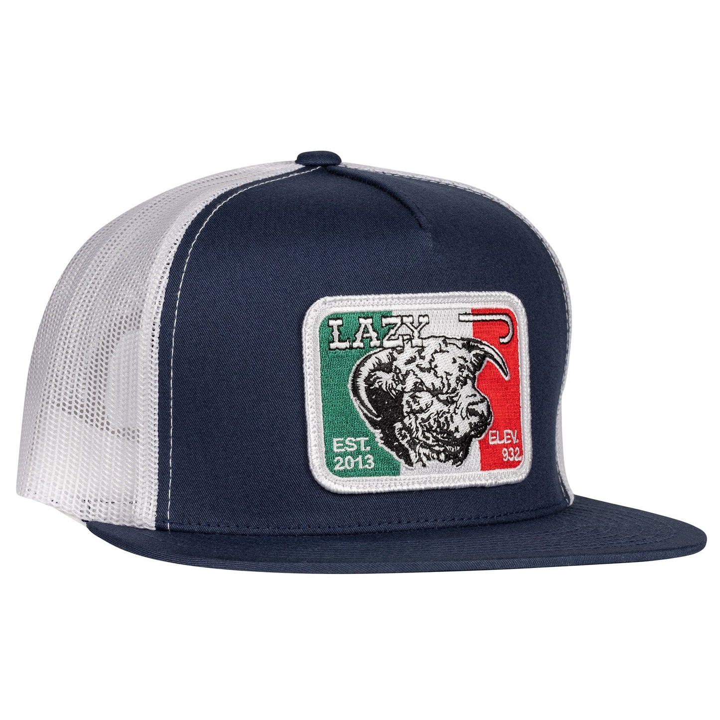 Lazy J Ranch Navy & White Mexico Elevation Classic Five Panel Trucker Hat-Lazy J Ranch Wear