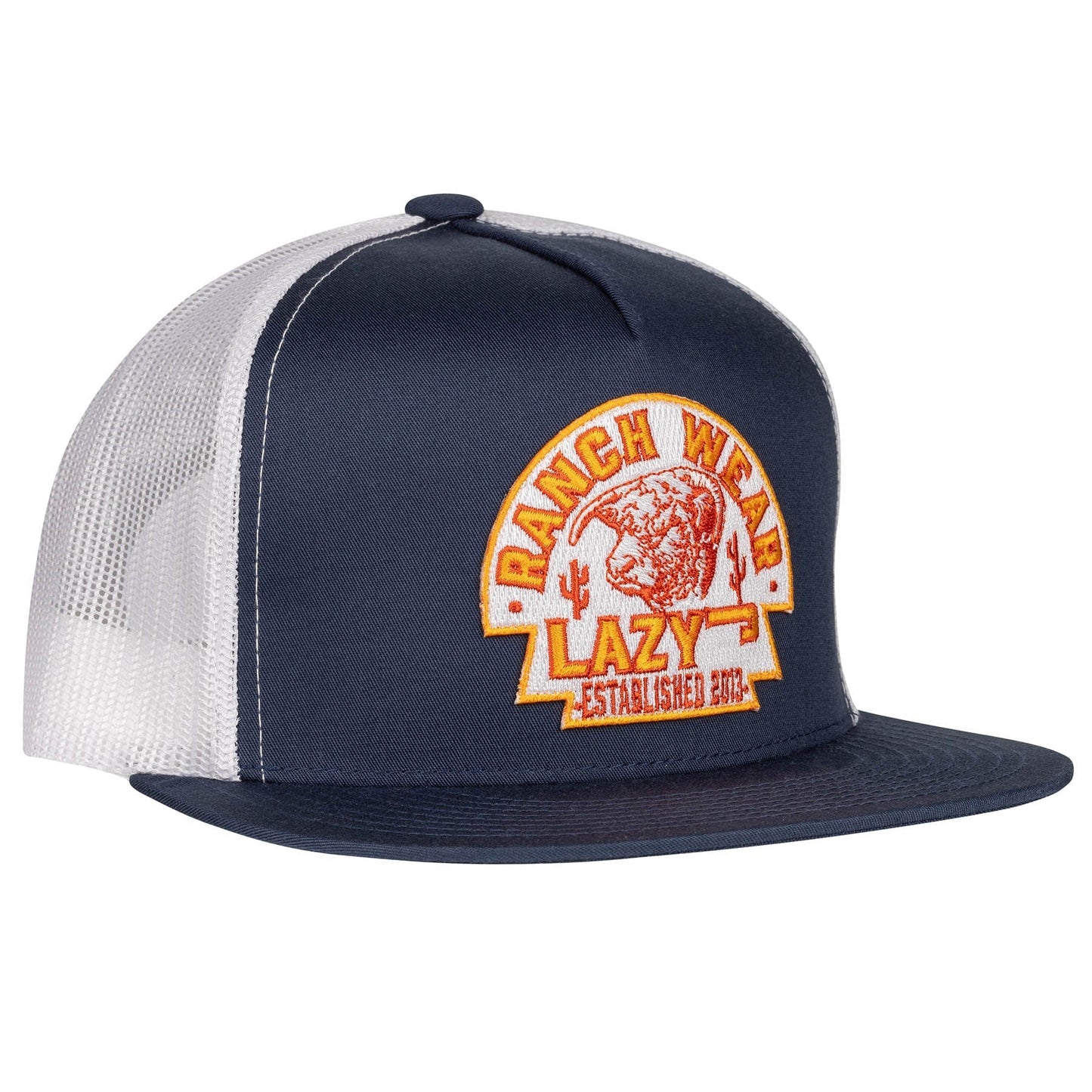 Lazy J Ranch Navy & White Rusty Arrowhead Classic Five Panel Trucker Hat-Lazy J Ranch Wear