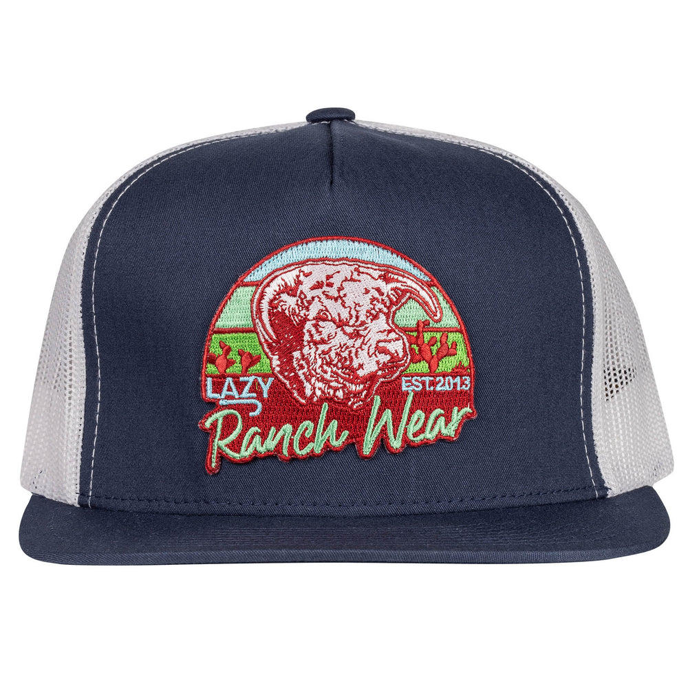 
                  
                    Lazy J Ranch Navy & White Prickly Pear Classic Five Panel Trucker Hat-NAVWHT4PP
                  
                