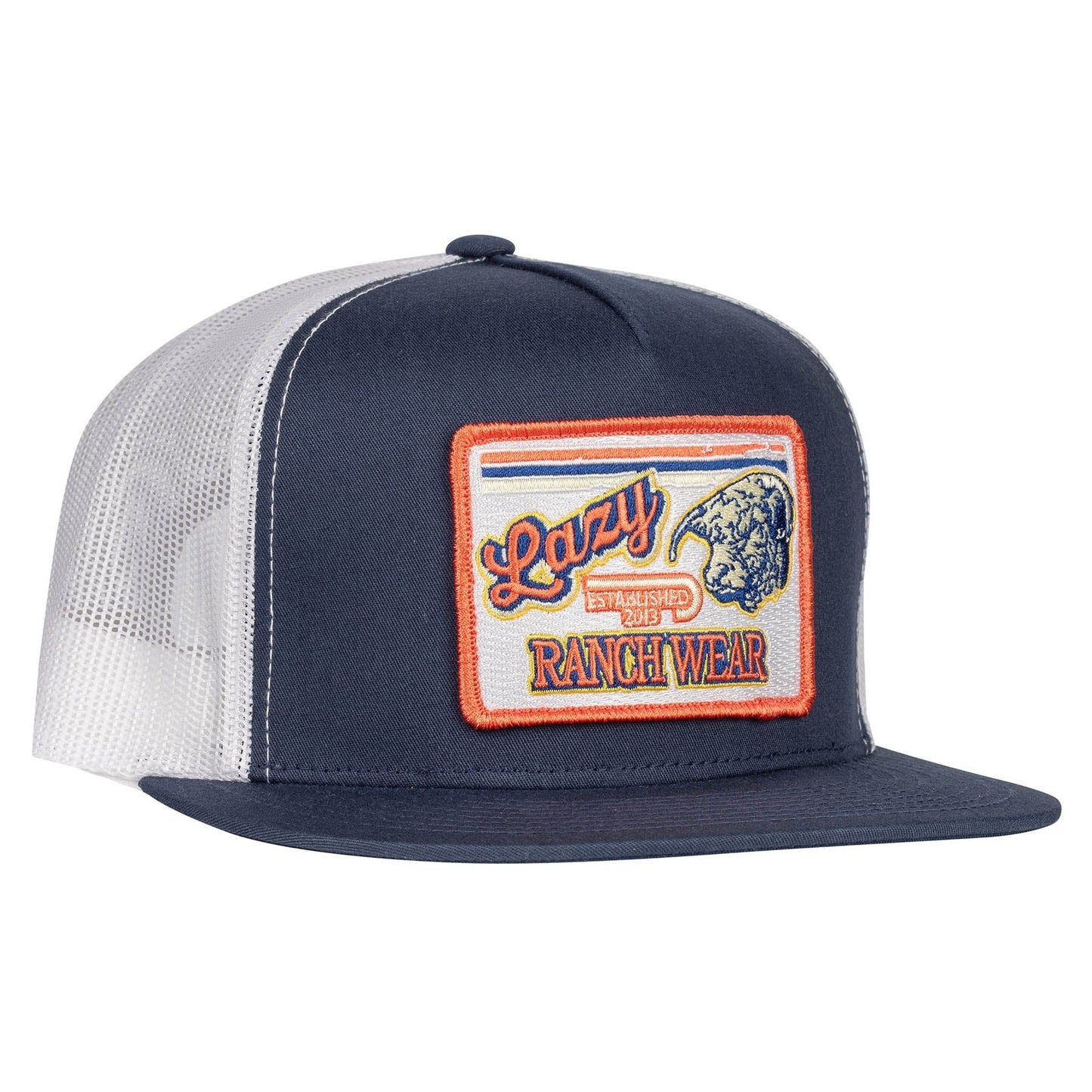 Lazy J Ranch Navy & White Retro Hereford Classic Five Panel Trucker Hat-Lazy J Ranch Wear