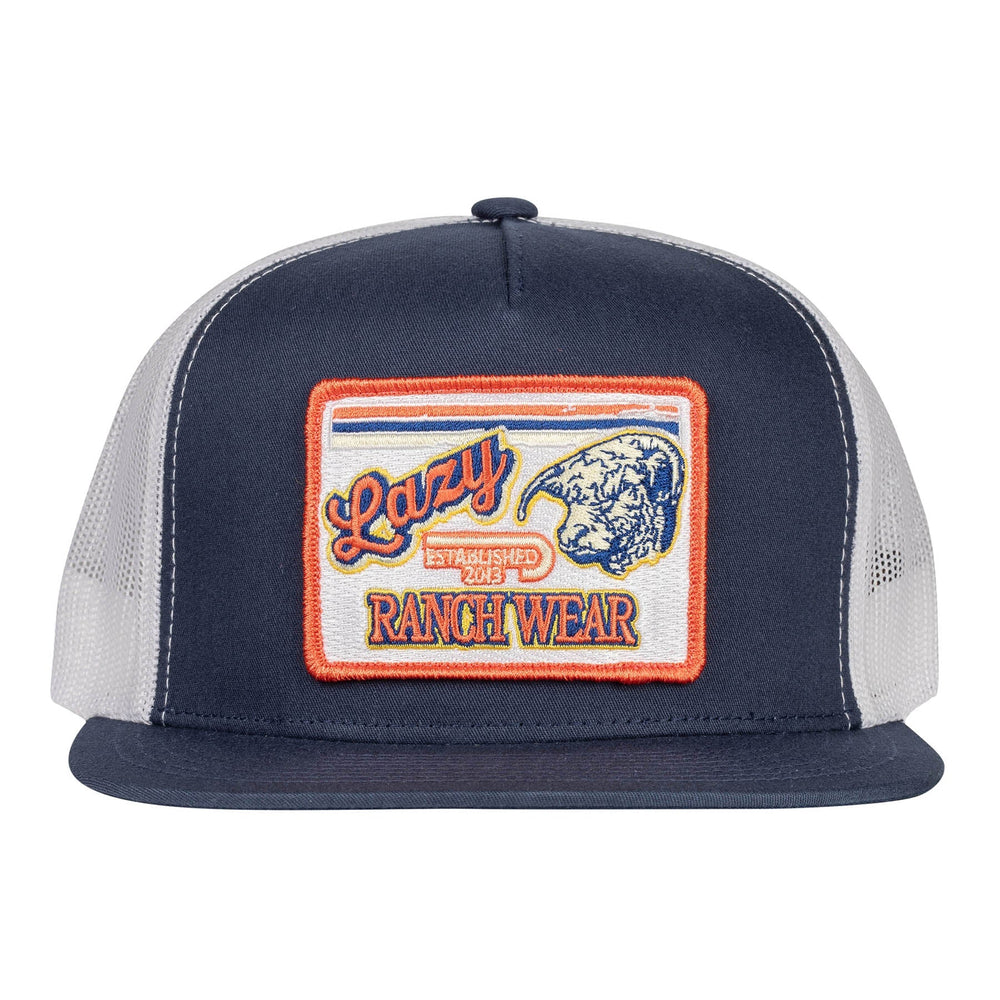 
                  
                    Lazy J Ranch Navy & White Retro Hereford Classic Five Panel Trucker Hat-Lazy J Ranch Wear
                  
                
